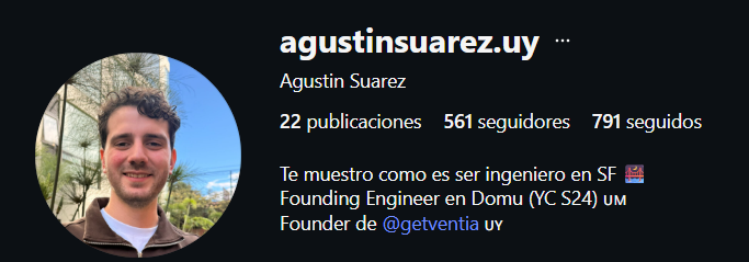 Perfil de Instagram de Agustin Suarez